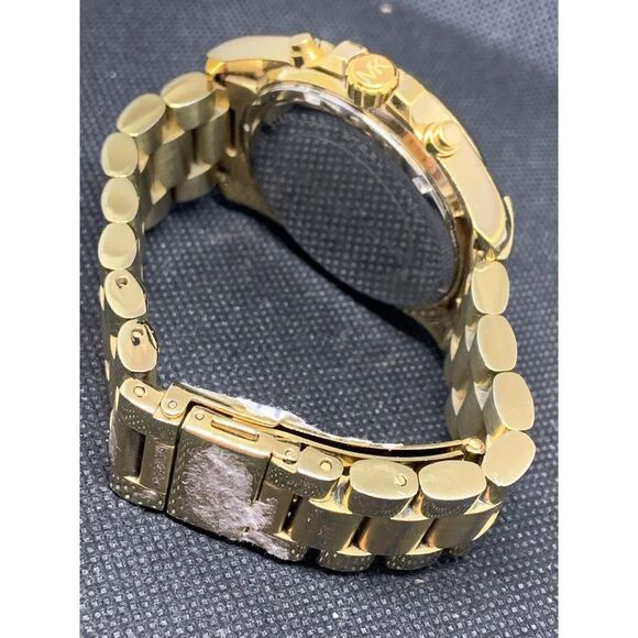 Michael Kors MK5605 Unisex Watch Chronograph Champagne Dial Stainless Steel O650 - Picture 5 of 8